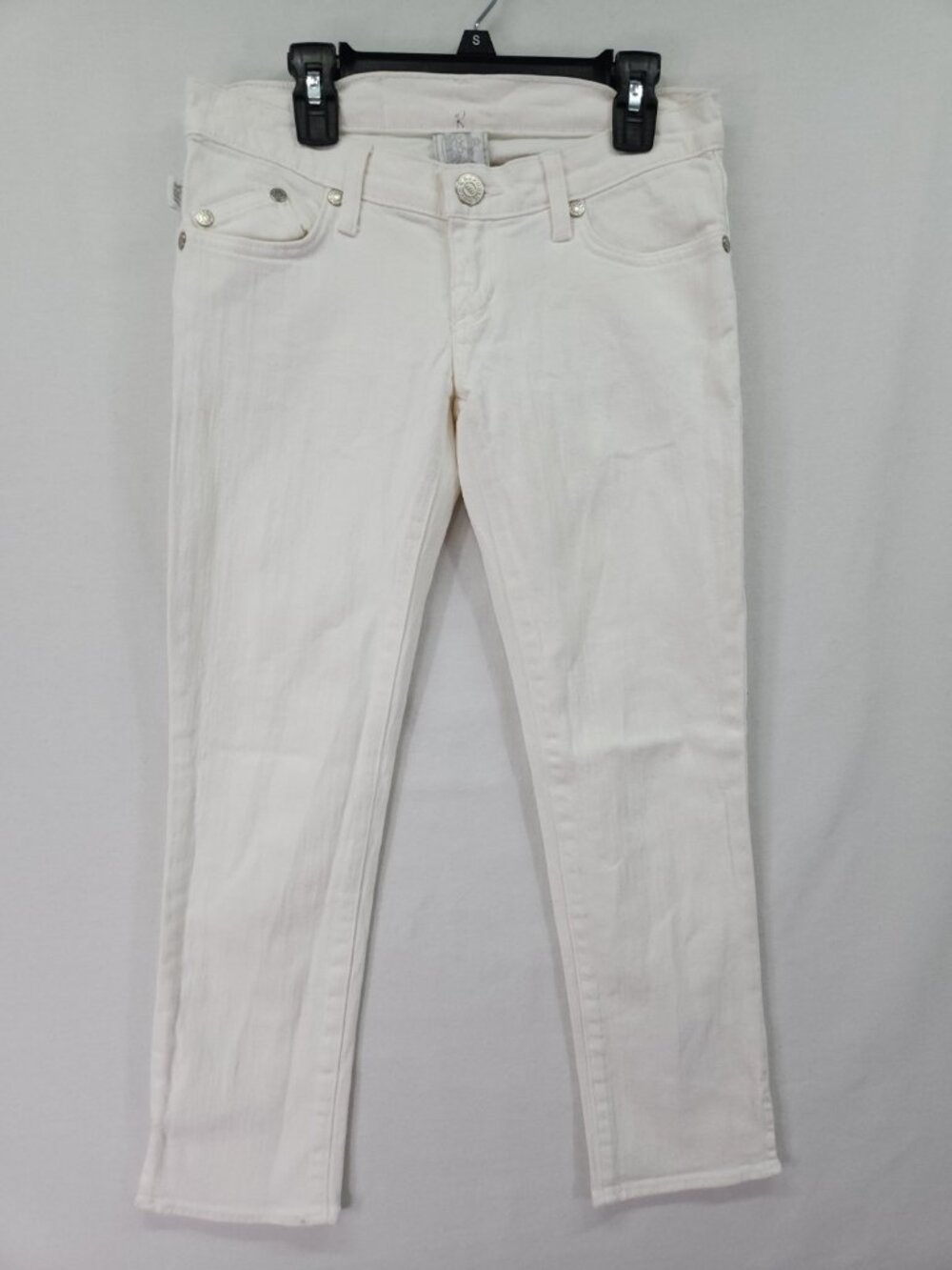 Rock & Republic Victoria Beckham Capri Jeans Size 25 White Silver Crown Y2K